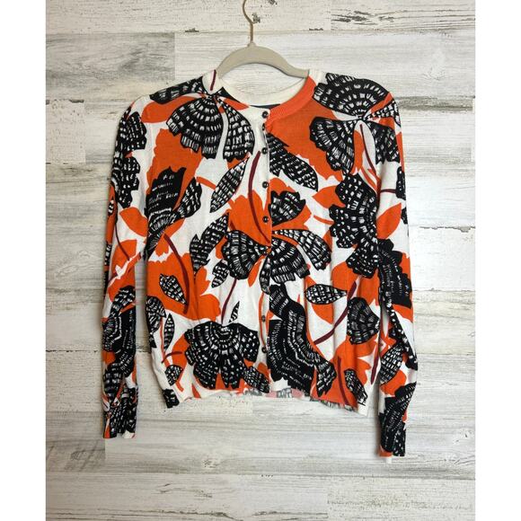 Marks & Spencer 12 orange black button up cardigan long sleeve lightweight boho - Picture 1 of 6